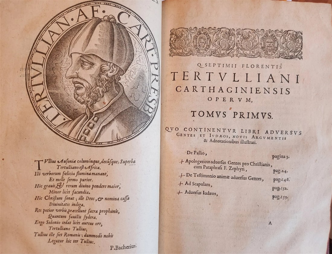 1598 THEOLOGY by TERTULLIAN antique FOLIO 16th century - 2