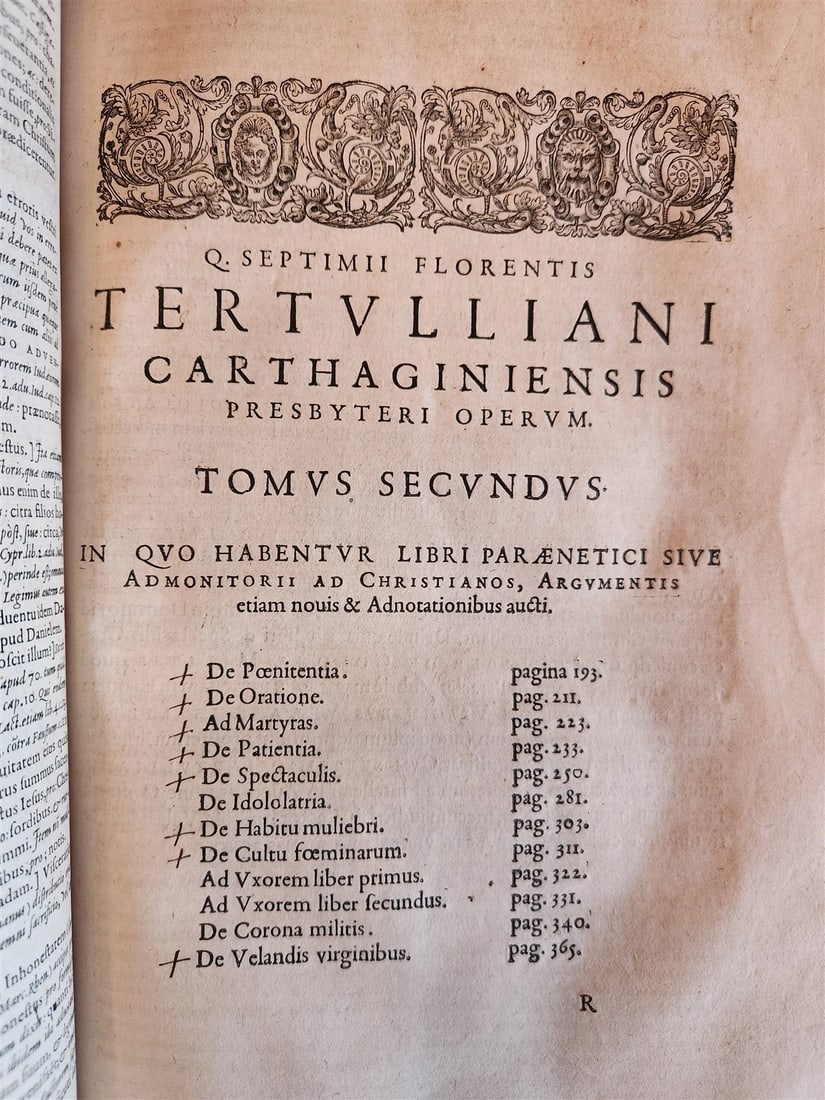 1598 THEOLOGY by TERTULLIAN antique FOLIO 16th century - 6