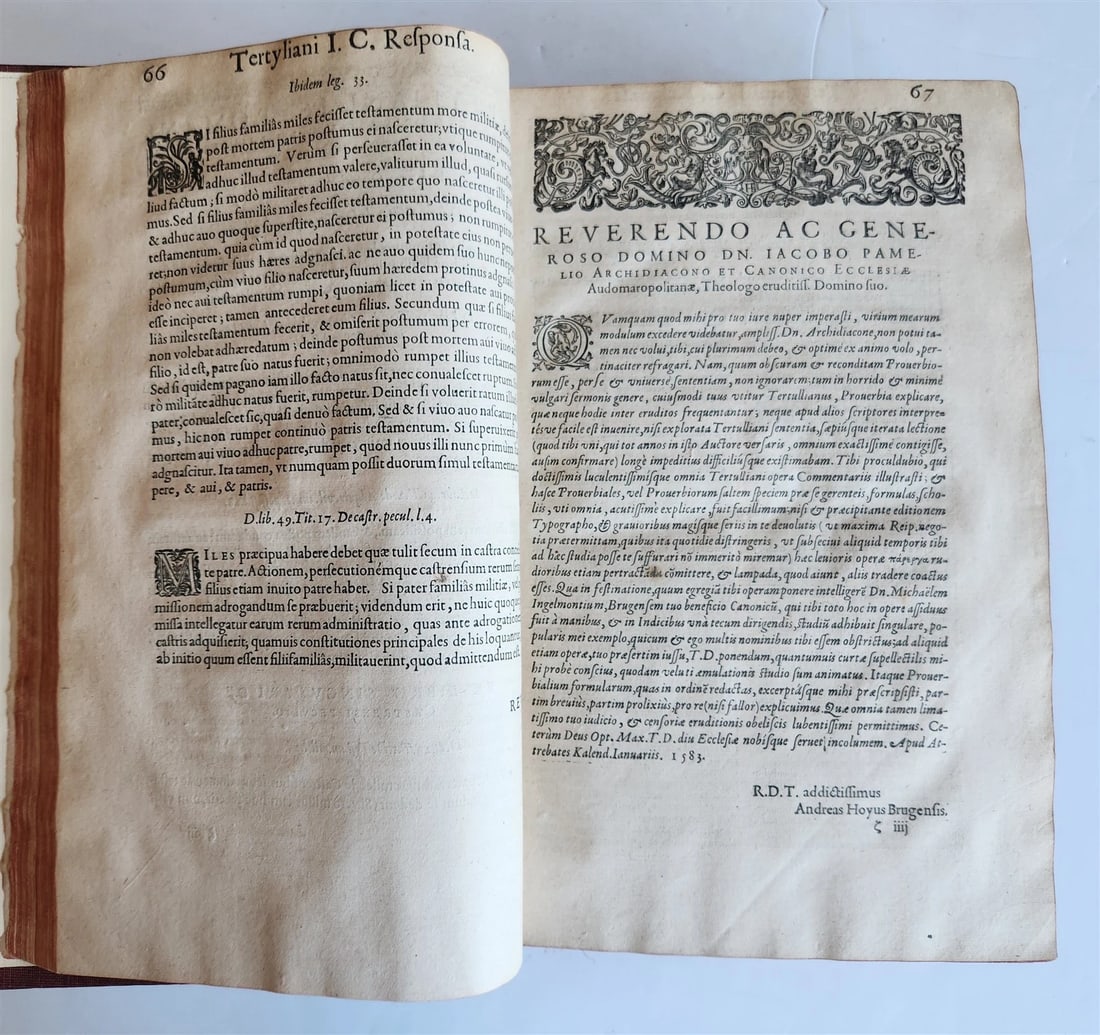 1598 THEOLOGY by TERTULLIAN antique FOLIO 16th century - 7