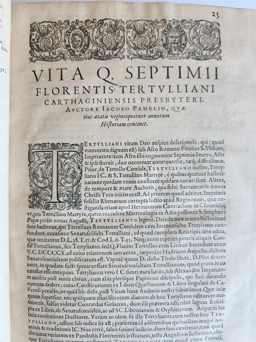 1598 THEOLOGY by TERTULLIAN antique FOLIO 16th century - 8