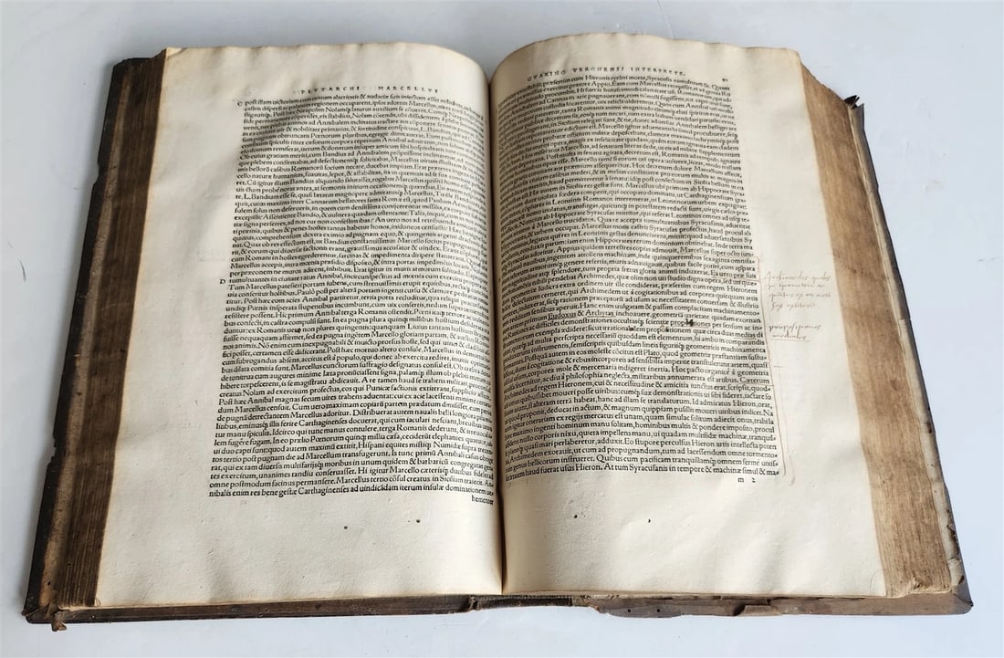 1535 LIVES OF ILLUSTRIOUS GREEKS & ROMANS by PLUTARCH antique PIGSKIN FOLIO - 14