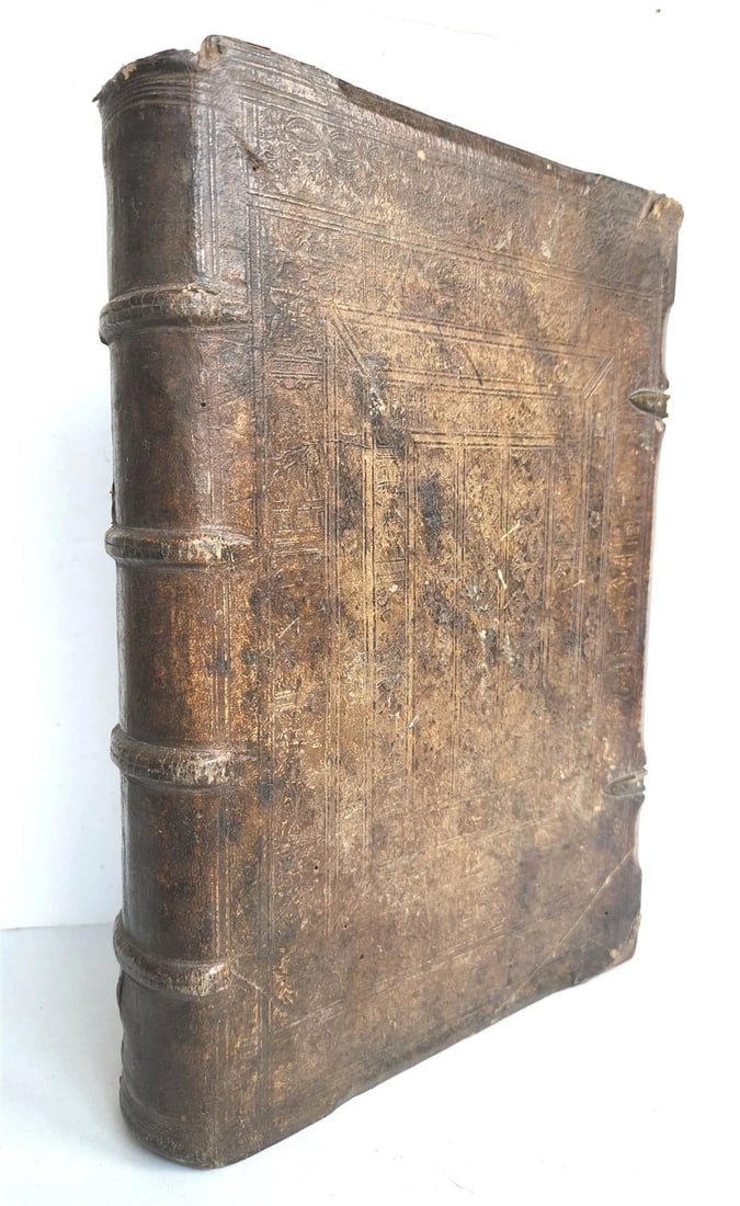 1535 LIVES OF ILLUSTRIOUS GREEKS & ROMANS by PLUTARCH antique PIGSKIN FOLIO - 2
