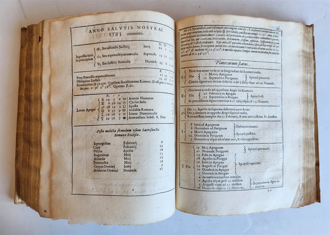 1582 ASTRONOMY & ASTROLOGY Ephemerides Coelestium Motuum ANTIQUE 2 vellum vols - 15