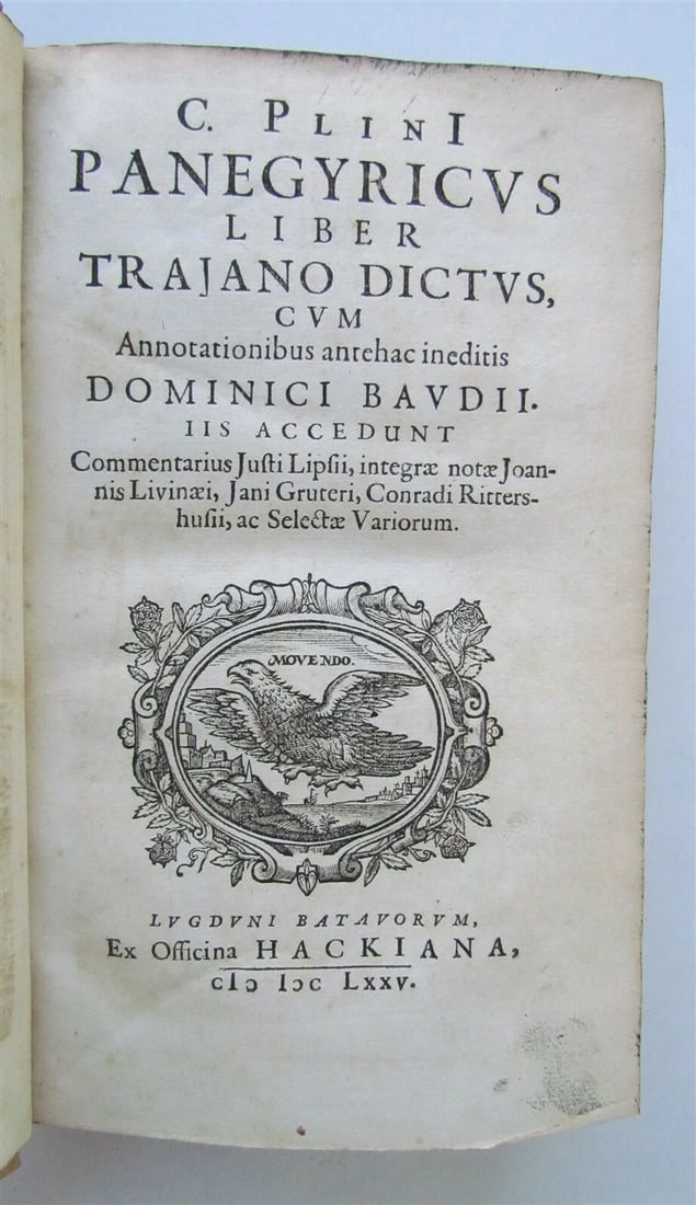 1675 PLINIUS PANEGYRICUS liber TRAIANO DICTUS antique VELLUM BOUND - 4