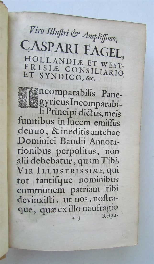 1675 PLINIUS PANEGYRICUS liber TRAIANO DICTUS antique VELLUM BOUND - 5