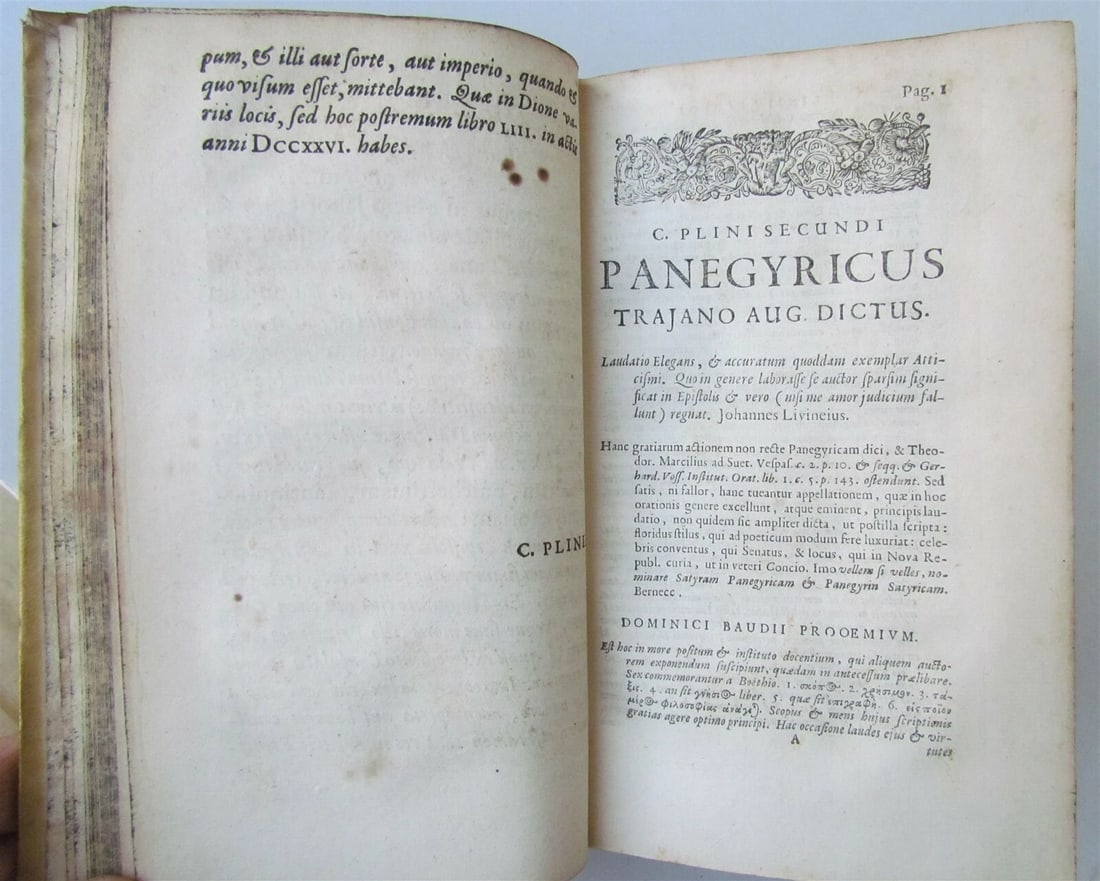 1675 PLINIUS PANEGYRICUS liber TRAIANO DICTUS antique VELLUM BOUND - 6