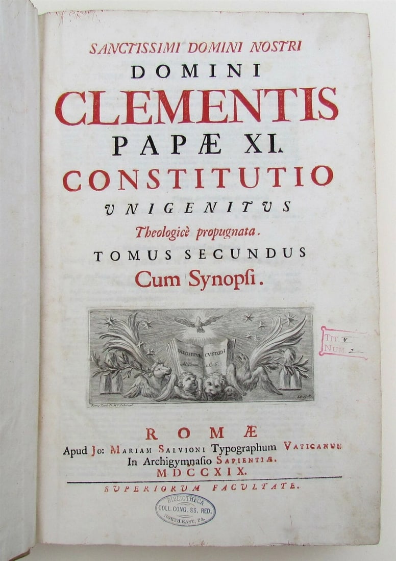 1719 ANTIQUE VELLUM BOUND FOLIO Clementis Papae XI Contitutio Unigenitus - 4