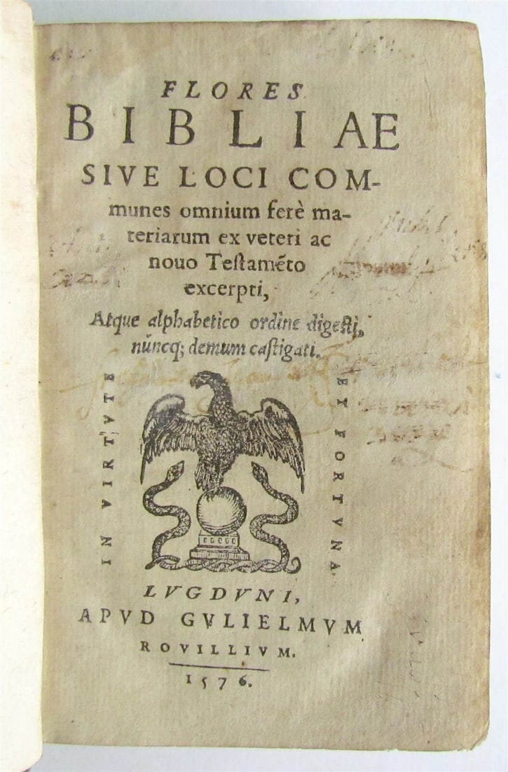 1576 FLORES BIBLE 16th CENTURY BIBLIA rare: Lugduni, 1576 Leather bound. Size 3 1/4 by 4 3/4" Very good condition Reserve: $926.00 Shipping: Domestic: Flat-rate of $25.00 to anywhere within the contiguous U.S. Inte