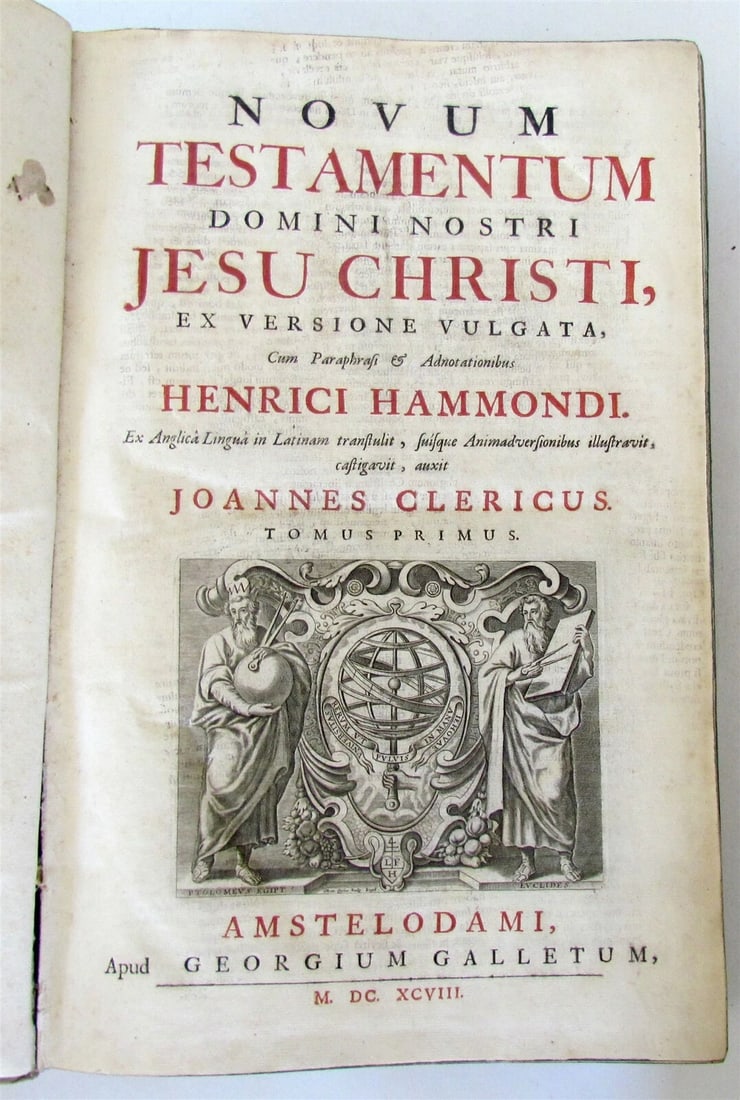 1698 BIBLE NEW TESTAMENT Novum testamentum antique VELLUM BOUND MASSIVE FOILO (1 of 9)
