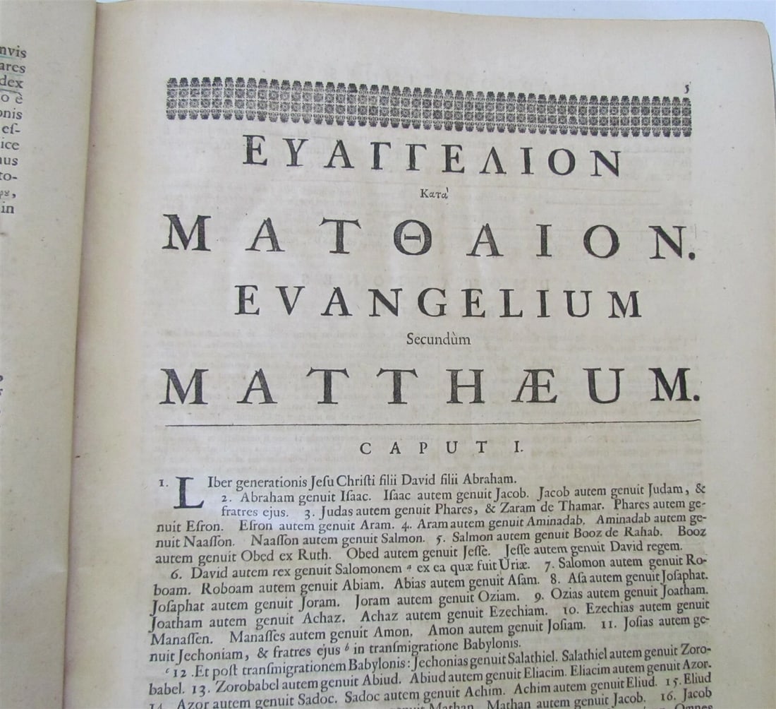 1698 BIBLE NEW TESTAMENT Novum testamentum antique VELLUM BOUND MASSIVE FOILO - 4