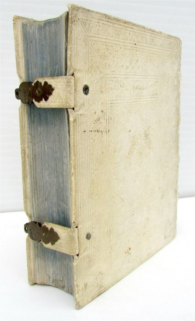 1758 SPANISH JESUIT LUDOVICI DE PONTE antique GERMAN BLINDSTAMPED PIGSKIN CLASPS - 2