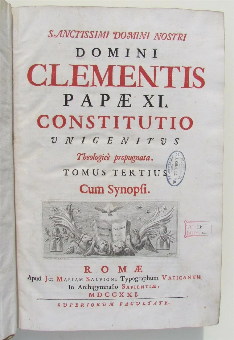 1721 ANTIQUE VELLUM BOUND FOLIO Clementis Papae XI Contitutio Unigenitus - 4