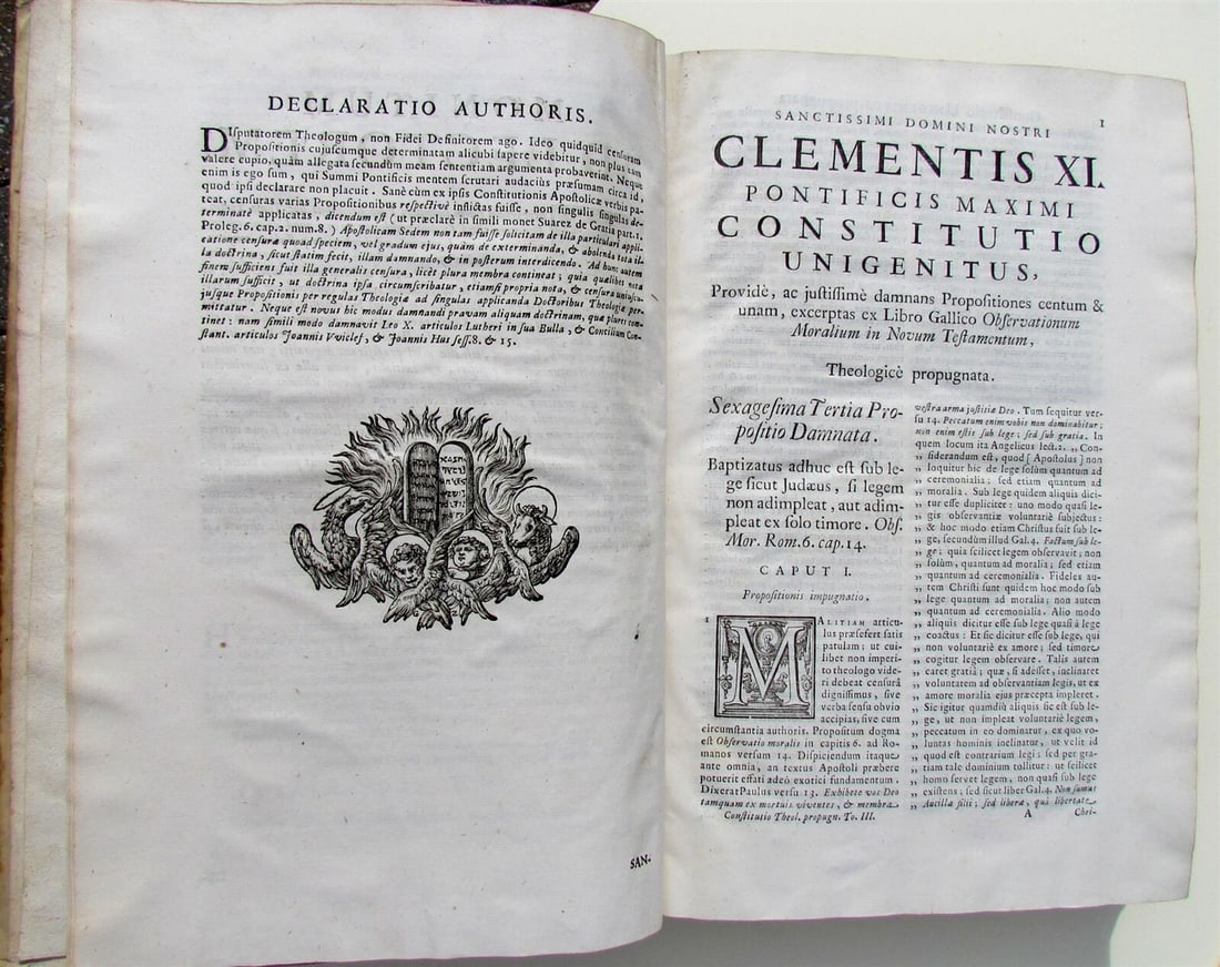 1721 ANTIQUE VELLUM BOUND FOLIO Clementis Papae XI Contitutio Unigenitus - 5
