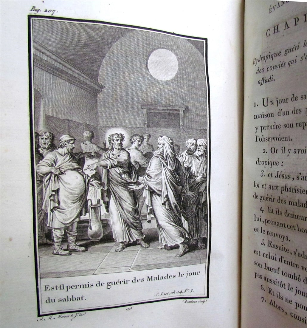 1793 BIBLE 3 VOLUMES ILLUSTRATED FRENCH NEW TESTAMENT antique - 10