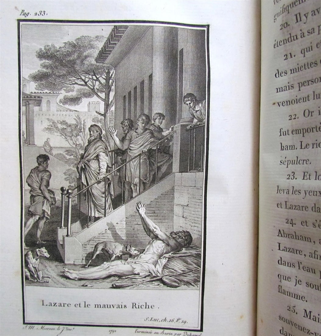 1793 BIBLE 3 VOLUMES ILLUSTRATED FRENCH NEW TESTAMENT antique - 12