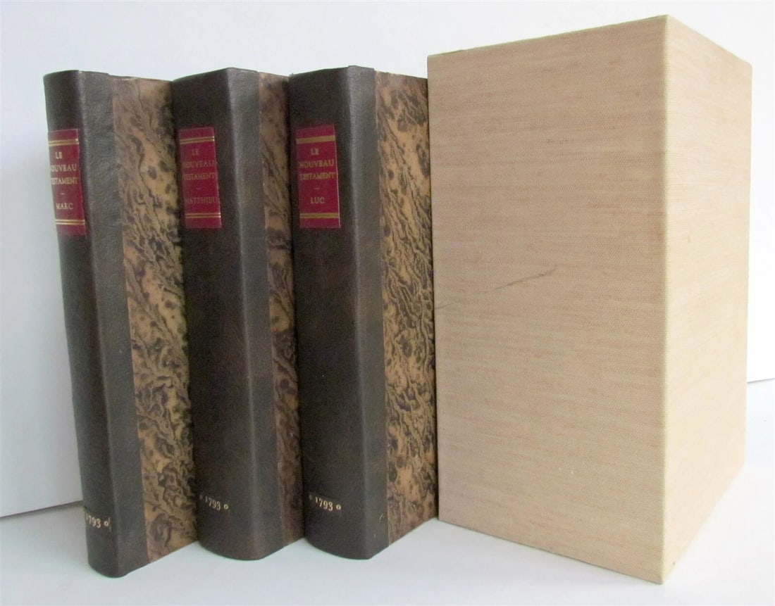 1793 BIBLE 3 VOLUMES ILLUSTRATED FRENCH NEW TESTAMENT antique: Le Nouveau Testament en Latin et en Français, Traduit par Sacy Paris, Imprimerie de Didot Jeune, 1793 3 volumes. With frontispieces, copper engraved plates. (8vo) 23x15 cm (9x6") Newer