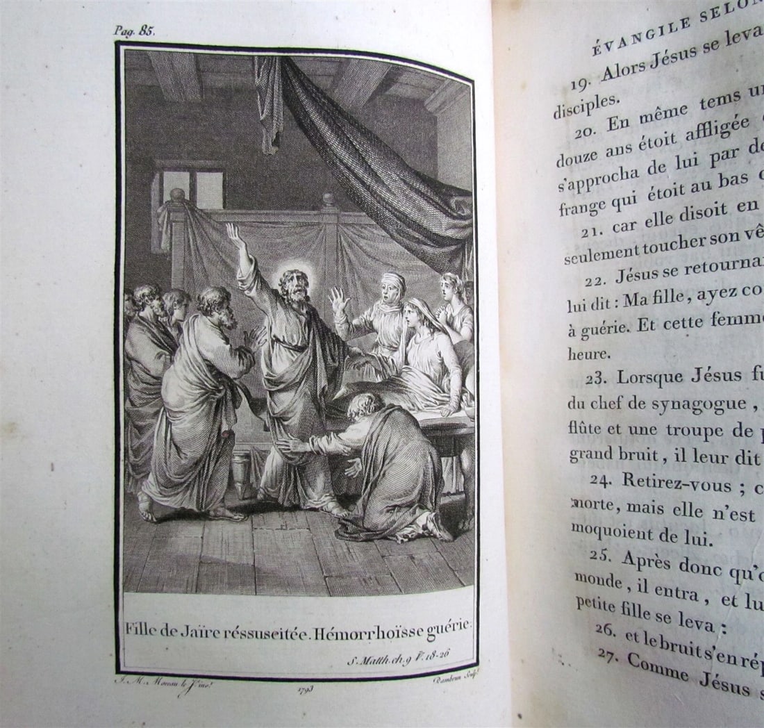 1793 BIBLE 3 VOLUMES ILLUSTRATED FRENCH NEW TESTAMENT antique - 5