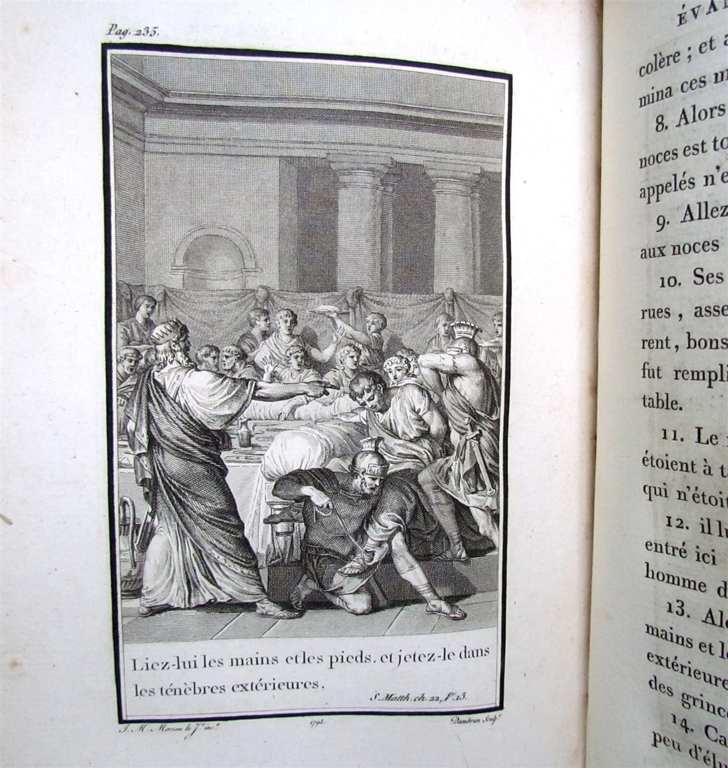 1793 BIBLE 3 VOLUMES ILLUSTRATED FRENCH NEW TESTAMENT antique - 6