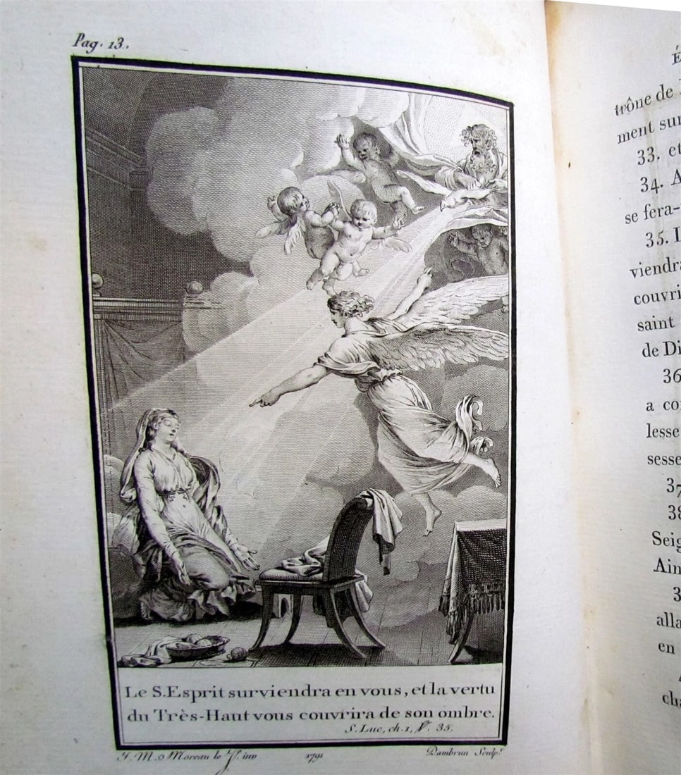 1793 BIBLE 3 VOLUMES ILLUSTRATED FRENCH NEW TESTAMENT antique - 9