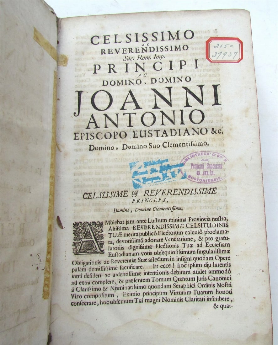 1729 VELLUM BOUND ANTIQUE FOLIO JUS CANONICUM UNIVERSUM by R.P.F. ANACLETO - 4