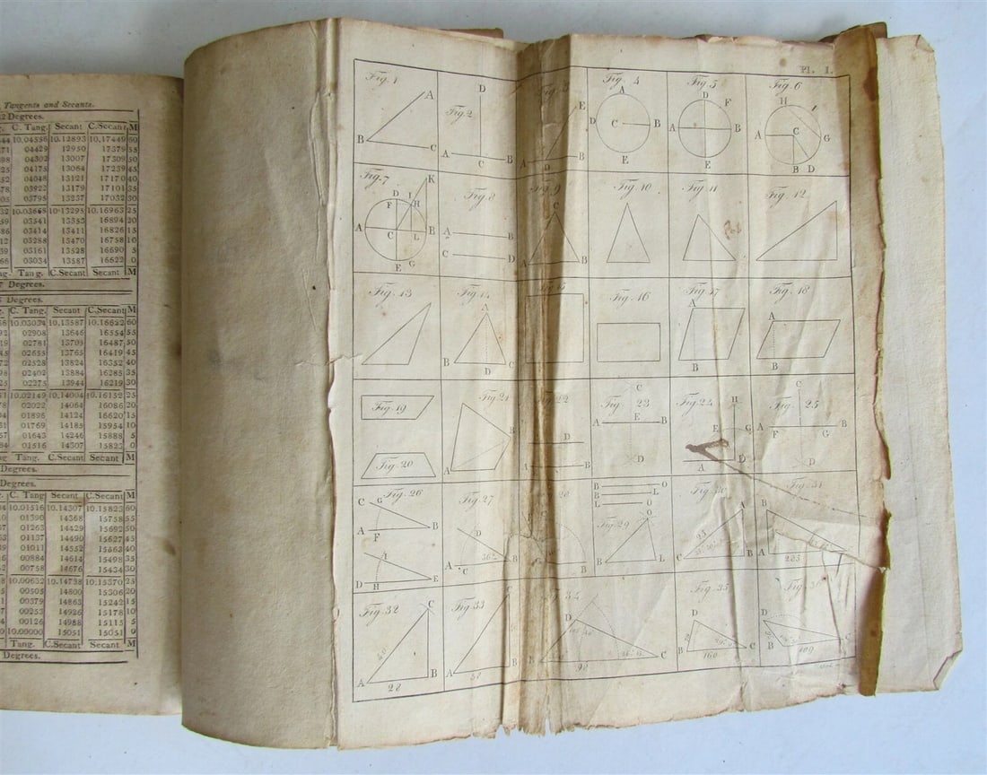 1813 SYSTEM of GEOMETRY & TRIGONOMETRY SURVEYING AMERICANA antique ILLUSTRATED - 6