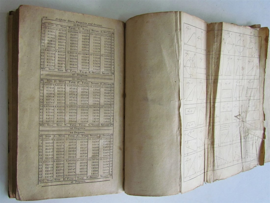 1813 SYSTEM of GEOMETRY & TRIGONOMETRY SURVEYING AMERICANA antique ILLUSTRATED - 7
