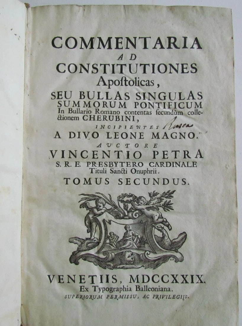 1729 ANTIQUE VELLUM BOUND FOLIO Commentaria ad constitutiones apostolicas VENICE - 2
