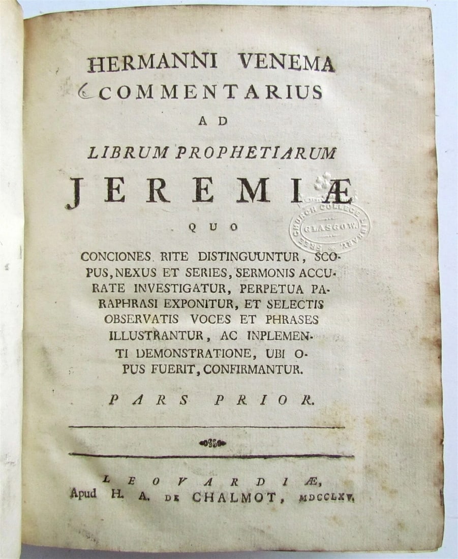 1765 Commentary on Prophet Jeremia by HERMAN VENEMA antique VELLUM BINDING V. I - 3