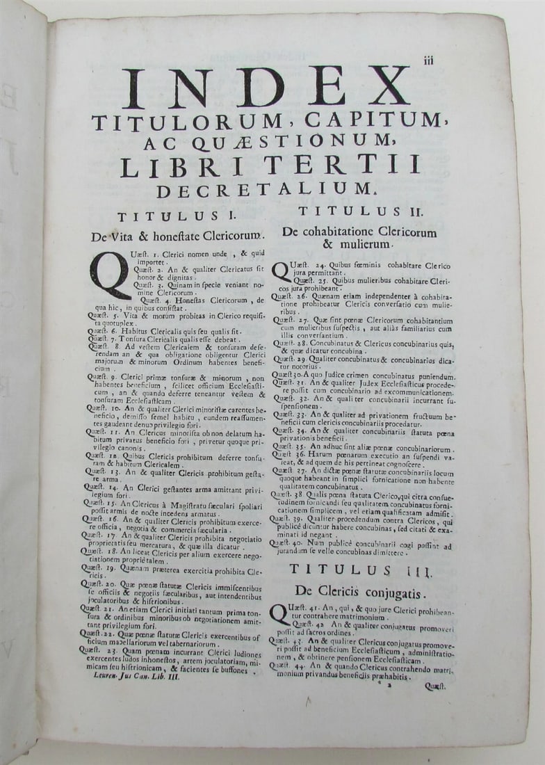 1729 ANTIQUE VELLUM BOUND FOLIO FORUM ECCLESIASTICUM by PETRO LEURENIO v.3 - 4