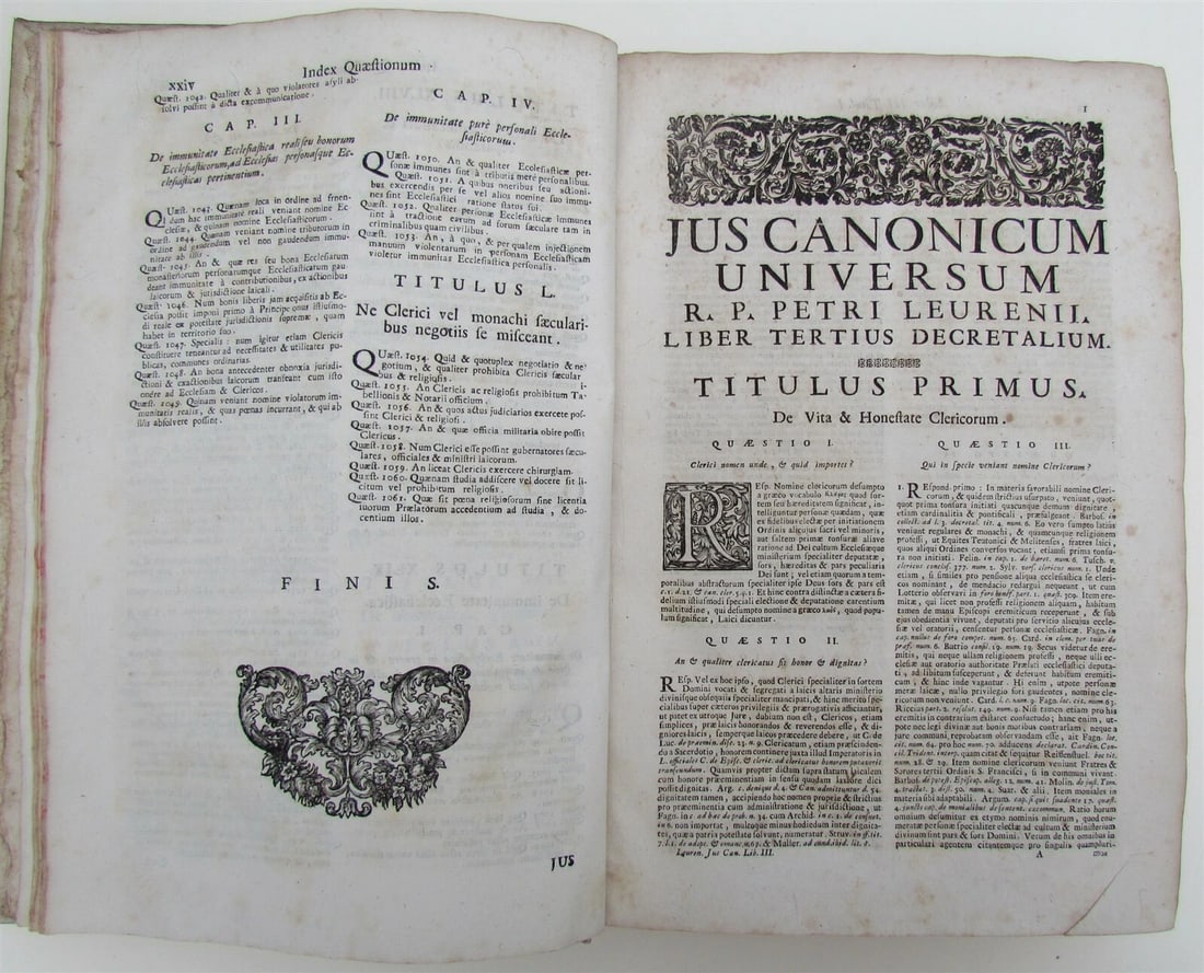 1729 ANTIQUE VELLUM BOUND FOLIO FORUM ECCLESIASTICUM by PETRO LEURENIO v.3 - 5