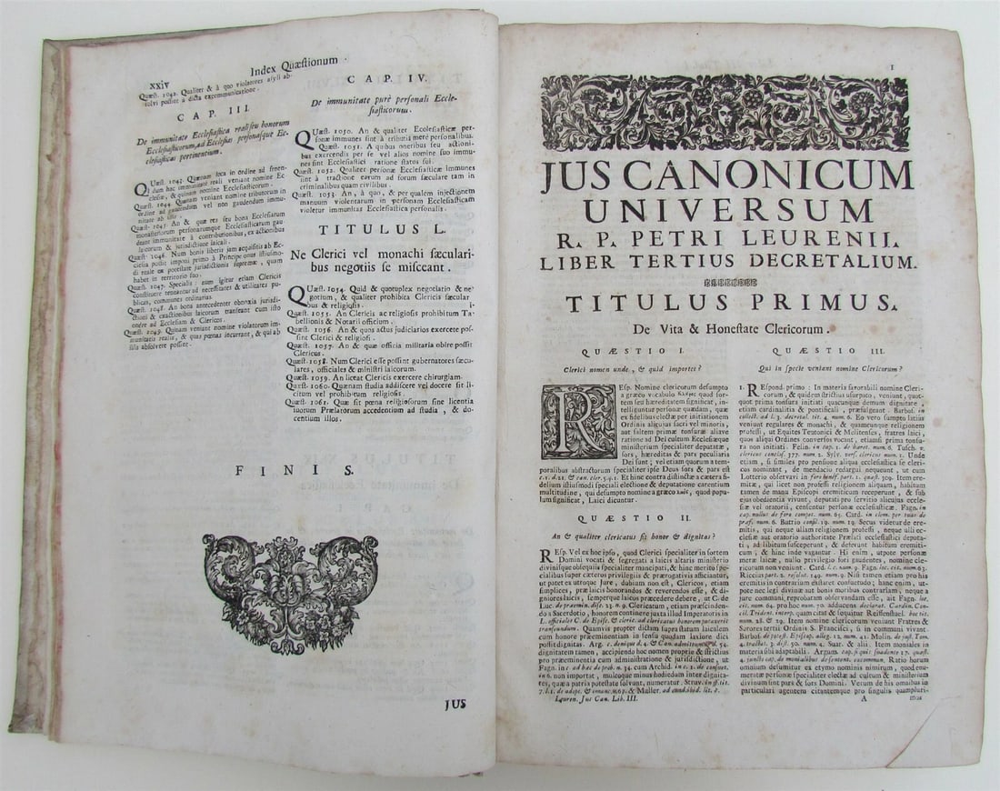 1729 ANTIQUE VELLUM BOUND FOLIO FORUM ECCLESIASTICUM by PETRO LEURENIO v.3 - 6
