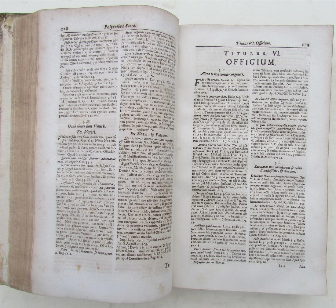 1702 2 volumes VELLUM FOLIO POLYANTHEA SACRA by JESUIT ANDREAE SPANNER ANTIQUE - 6