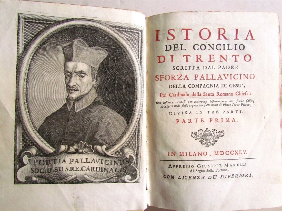 3 VELLUM BOUND 1745 ANTIQUE VOLUMES HISTORY OF TRENT COUNCIL in ITALIAN - 4