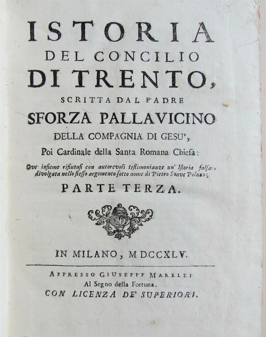 3 VELLUM BOUND 1745 ANTIQUE VOLUMES HISTORY OF TRENT COUNCIL in ITALIAN - 6