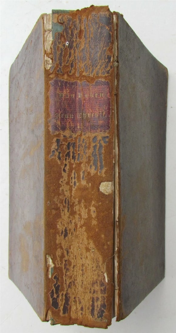 1836 GERMAN RELIGIOUS IMPRINT ILLUSTRATED AMERICANA NEW HAVEN CT antique LEATHER - 2