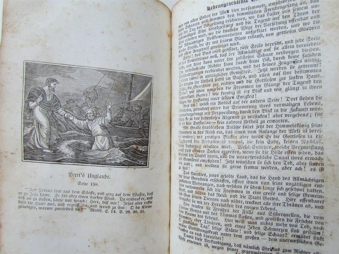 1836 GERMAN RELIGIOUS IMPRINT ILLUSTRATED AMERICANA NEW HAVEN CT antique LEATHER - 4