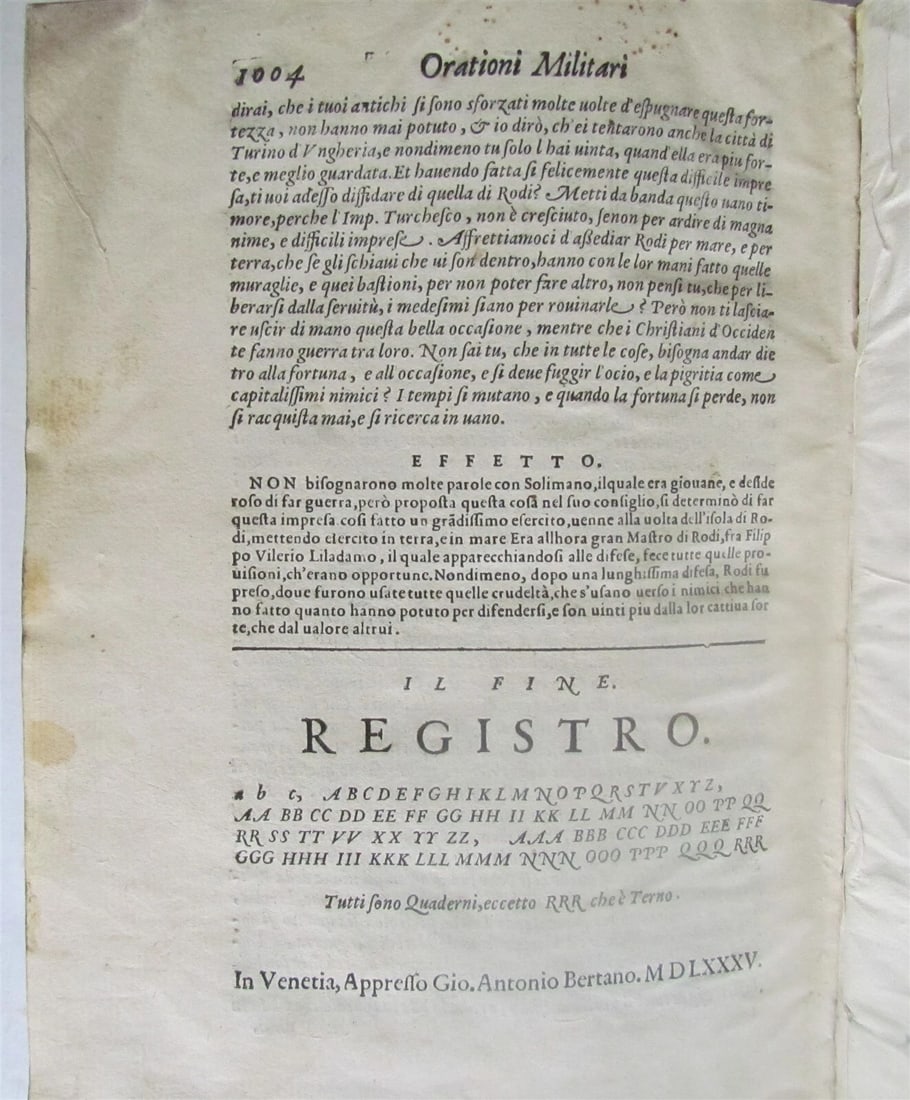 1585 MILITARY ORATIONS by Remigio Nannini in ITALIAN antique 16th CENTURY RARE - 12