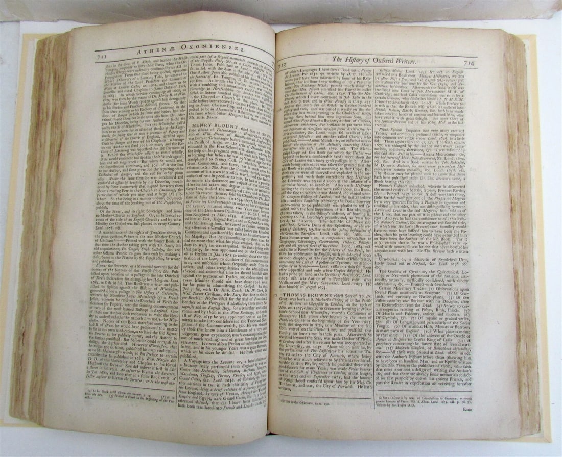 1721 HISTORY OF WRITERS & BISHOPS WHO HAD EDUCATION in OXFORD antique 2 FOLIOS - 6