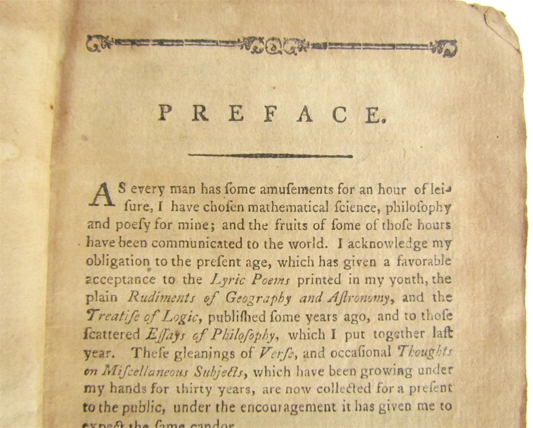 1796 MISCELLANEOUS THOUGHTS in PROSE & VERSE by I. WATTS antique AMERICANA - 3