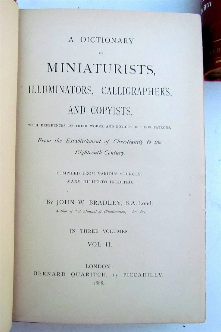 1887 BRADLEY'S DICTIONARY OF MINIATURISTS 3 volumes in English ANTIQUE - 3