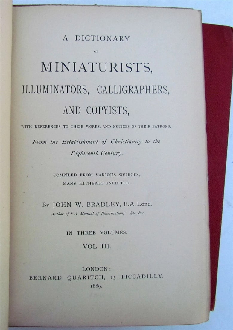 1887 BRADLEY'S DICTIONARY OF MINIATURISTS 3 volumes in English ANTIQUE - 5