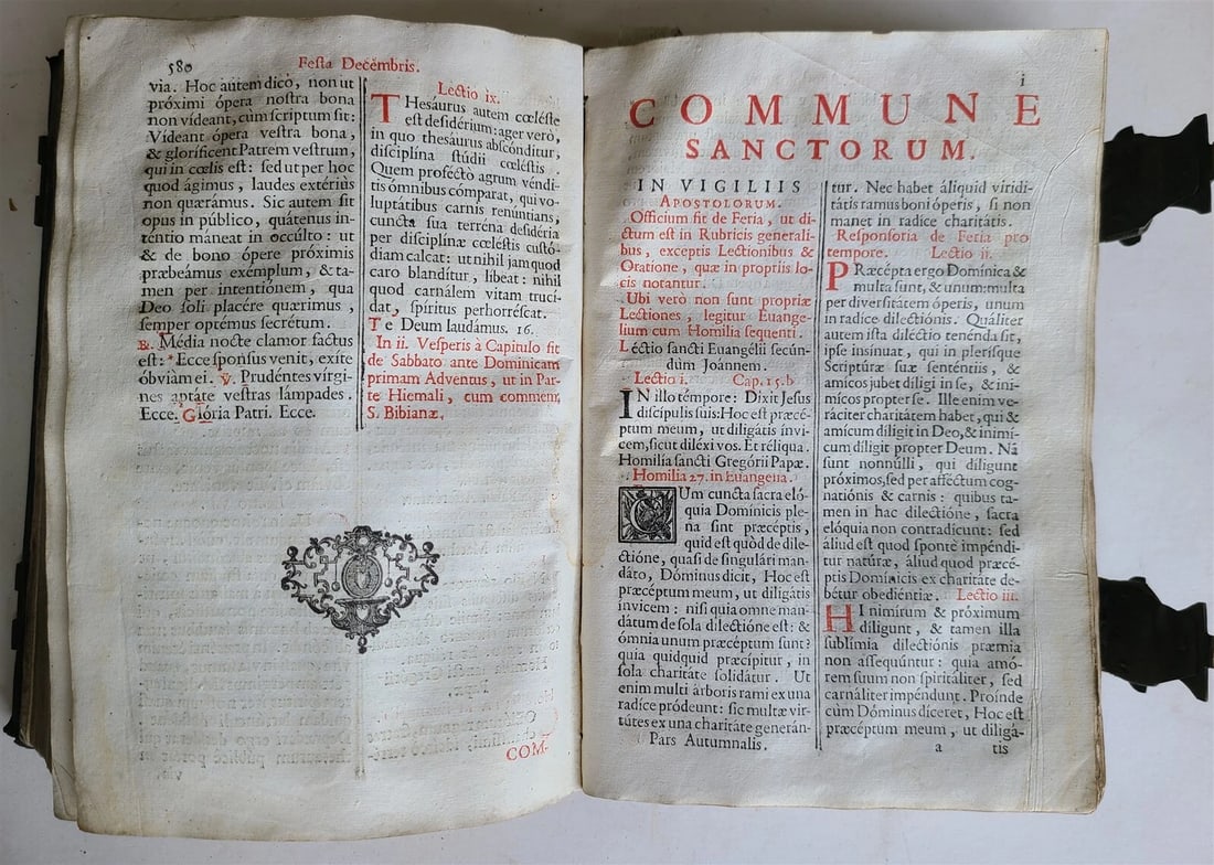 1751 BREVARIUM ROMANUM antique leather w/ brass clasps - 8