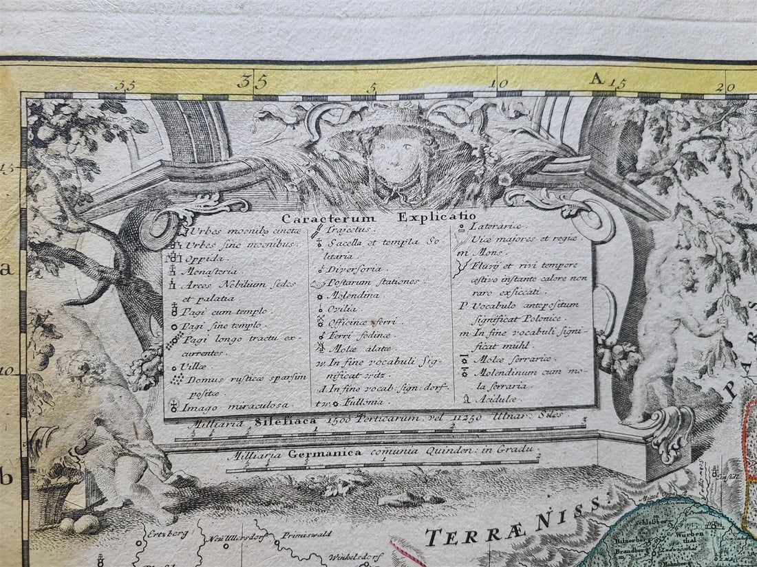 1736 LARGE MAP OF SILESIA POLAND OPPAVIENSIS antique 25 by 34 3/4" - 3