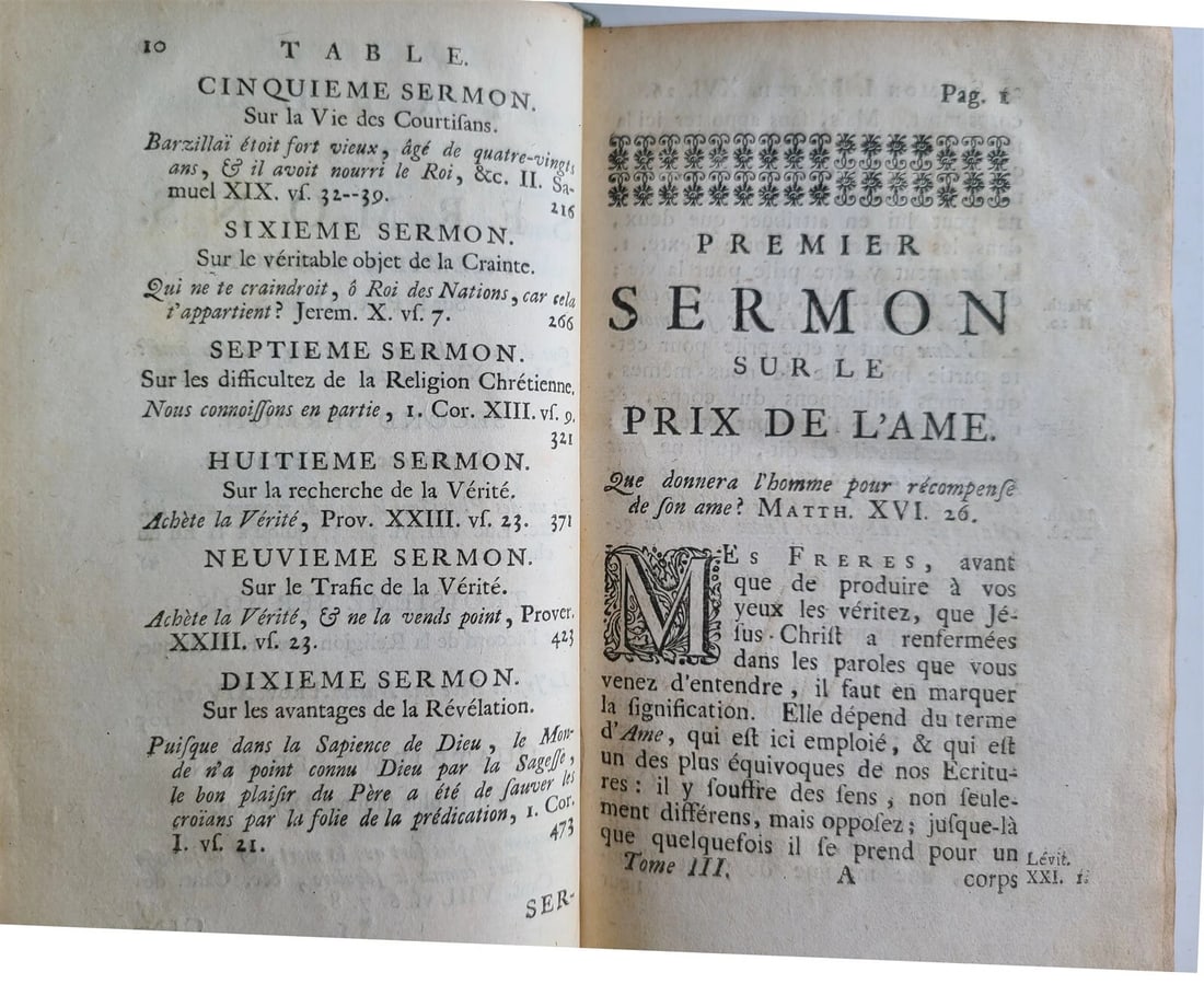 1748-1755 SERMONS by SAURIN 11 VOLUMES antique in FRENCH 18th CENTURY - 7