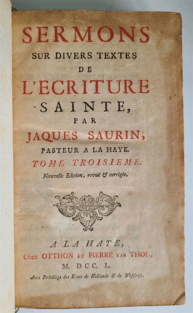 1748-1755 SERMONS by SAURIN 11 VOLUMES antique in FRENCH 18th CENTURY - 8