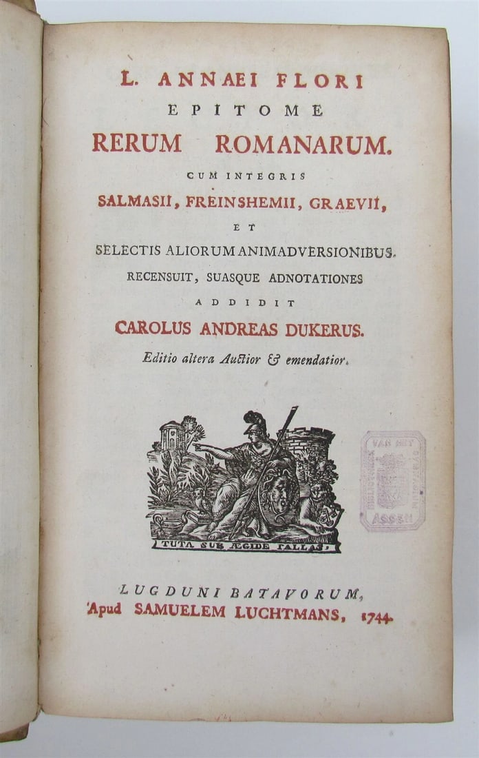 1744 ROMAN HISTORY ARMORIAL VELLUM BINDING ILLUSTRATED w/ MAP antique by FLORUS - 5