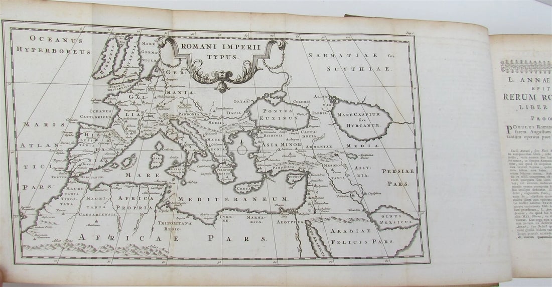 1744 ROMAN HISTORY ARMORIAL VELLUM BINDING ILLUSTRATED w/ MAP antique by FLORUS - 7