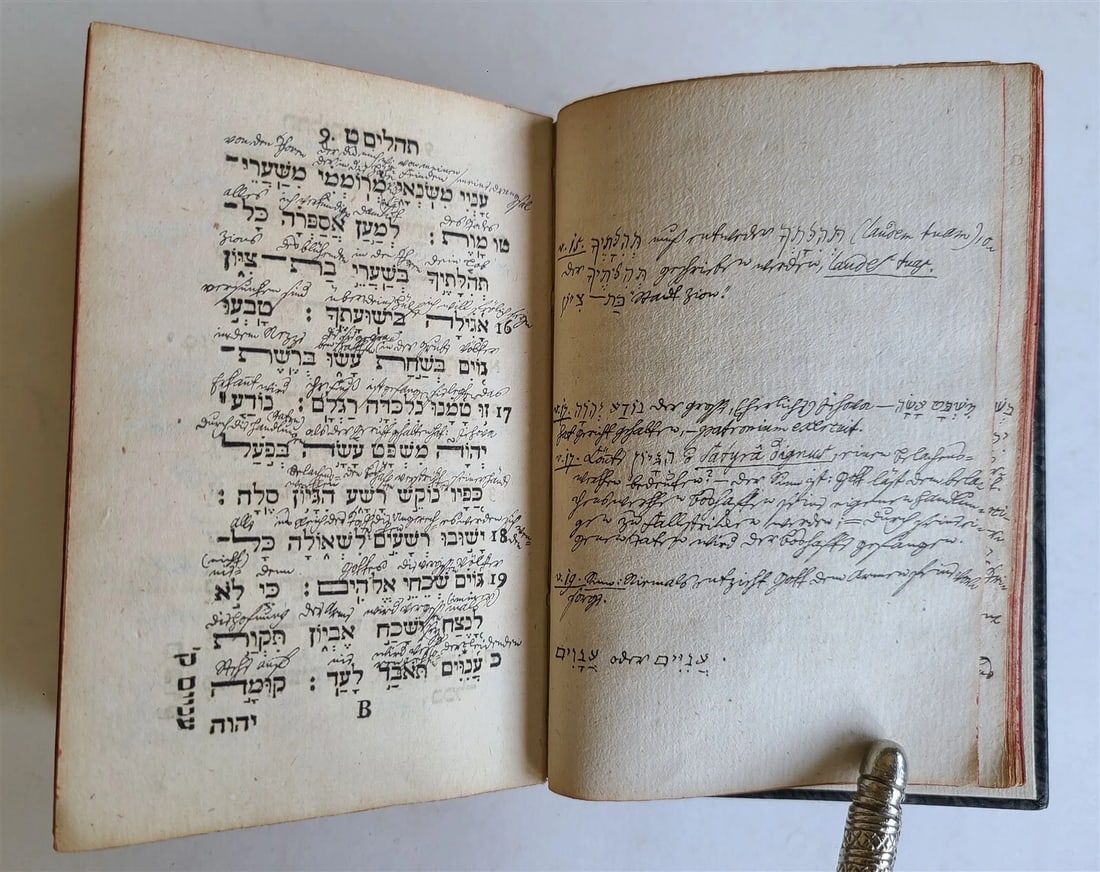 1738 PSALTERIUM in HEBREW Sepher Tehilim ANTIQUE Judaica PSALM BOOK Bible - 10