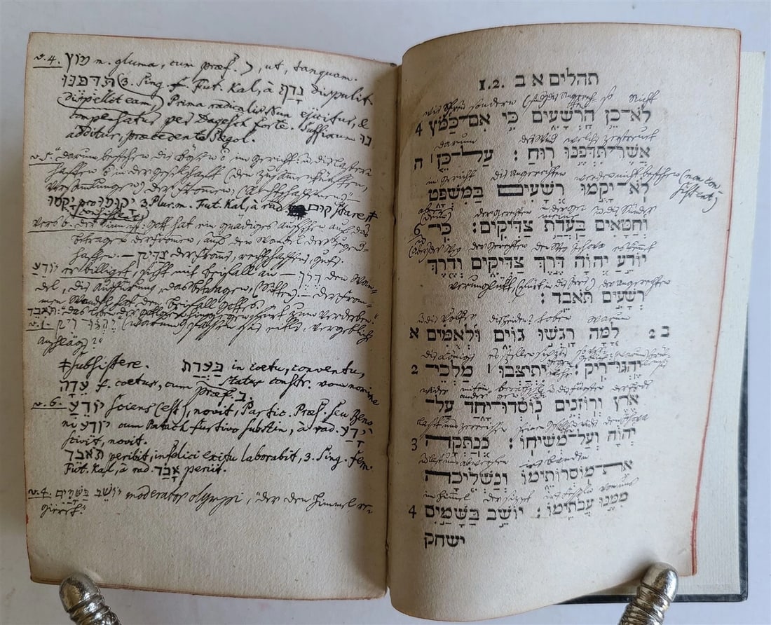 1738 PSALTERIUM in HEBREW Sepher Tehilim ANTIQUE Judaica PSALM BOOK Bible - 3