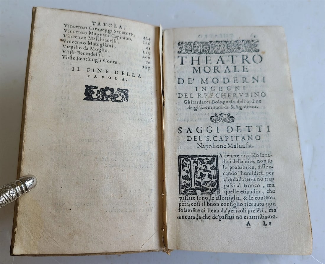 1582 Theatro morale de moderni ingegni by Cherubino Ghirardacci antique VELLUM - 8